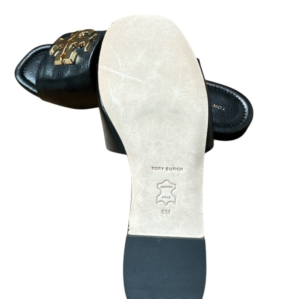 TORY BURCH Women 88744 Eleanor Leather
Brass Logo Slide Sandals - Picture 3 of 4
